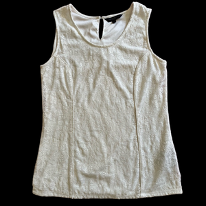 KENNETH COLE Ivory Floral Lace Sleeveless Top, fully lined, keyhole closure